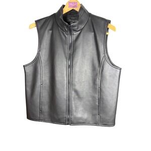 No Boundaries Juniors Faux Leather Full Zip Vest Black Mock Neck Style XL 11-13